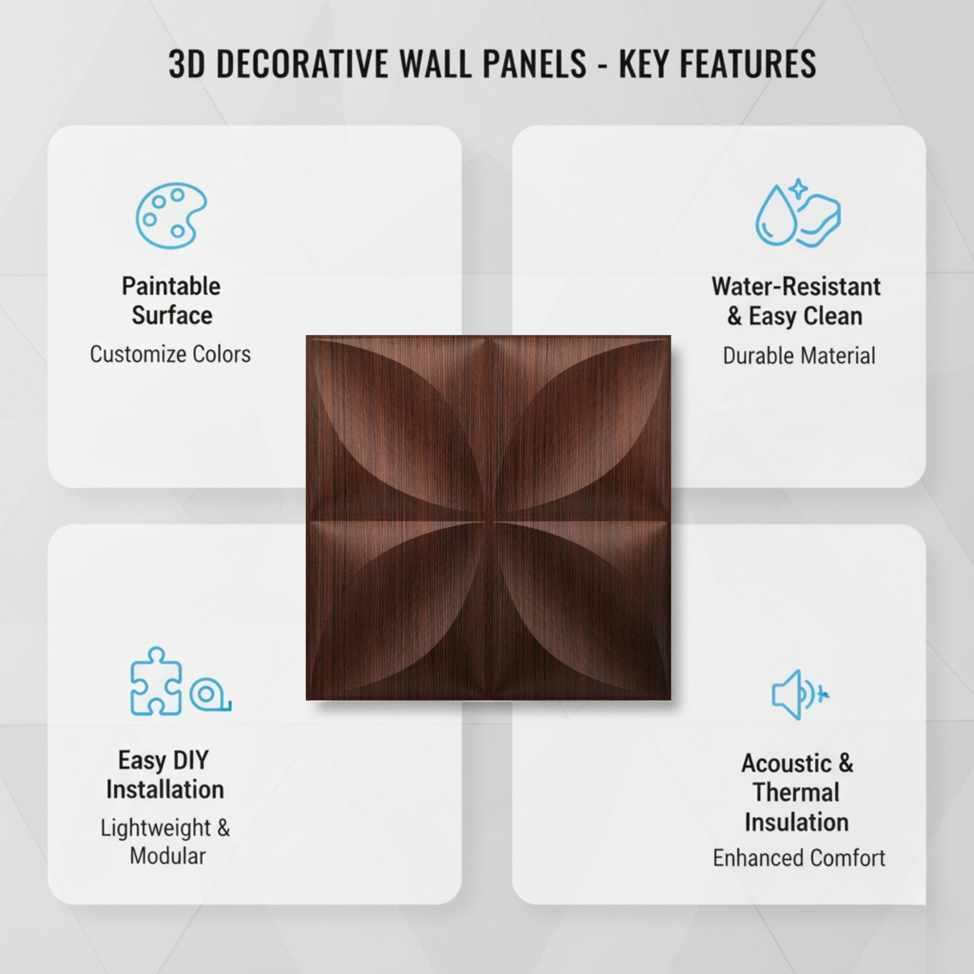 Walnut Wood 3D Wall Panels Butterfly Design