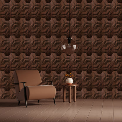 Walnut Wood 3D Wall Panels Hexagon Design