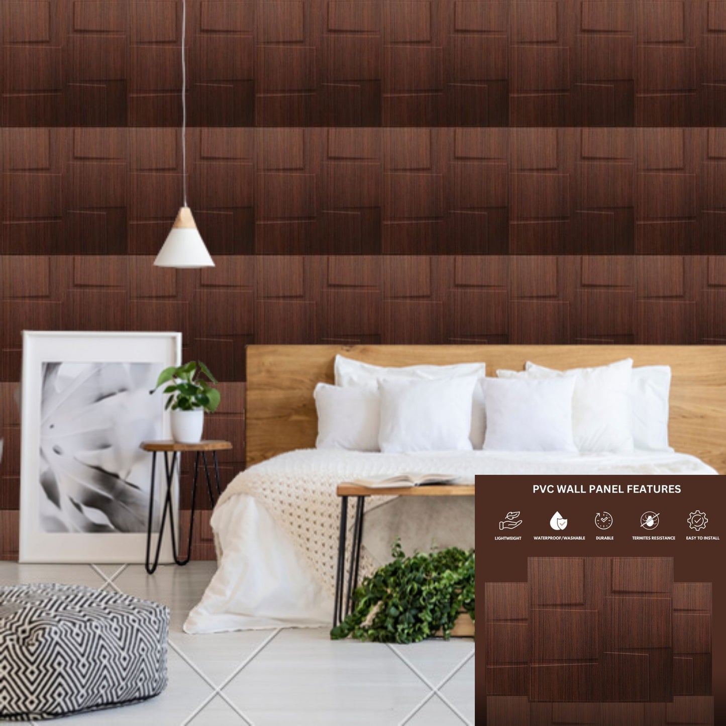 Walnutwood Stream Design 3D Wall Panel-2