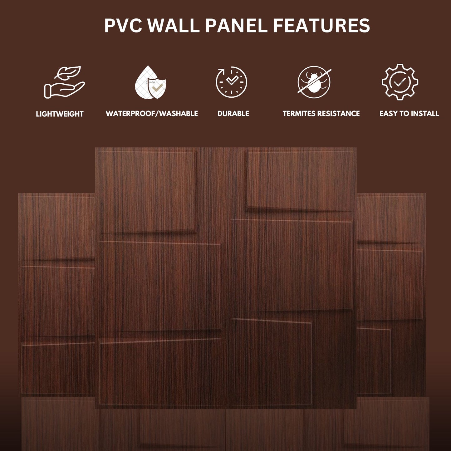 Walnutwood Stream Design 3D Wall Panel-3