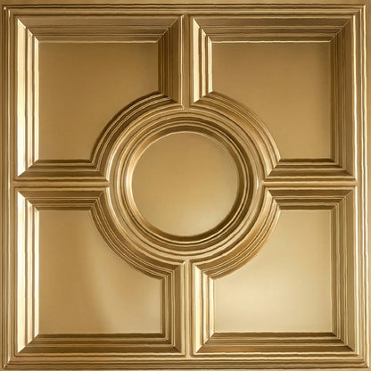 Champagne Gold Regal Medallion Design 3D PVC Ceiling Panel Front View