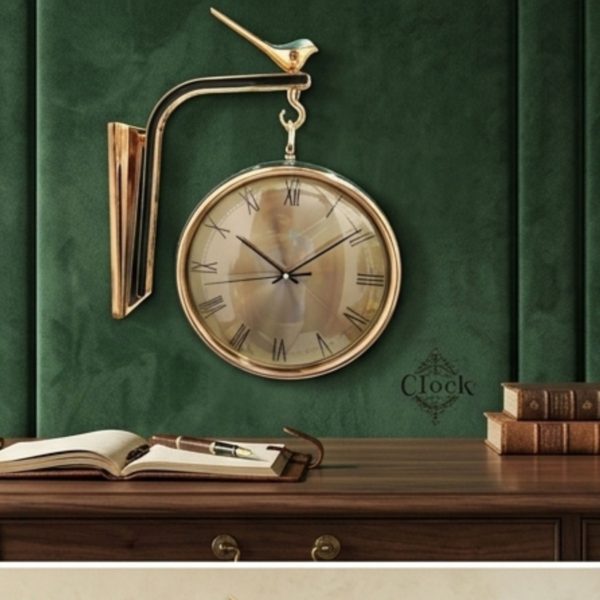 Classic Wall Clock Decorative Size-30 cm | Green Gold