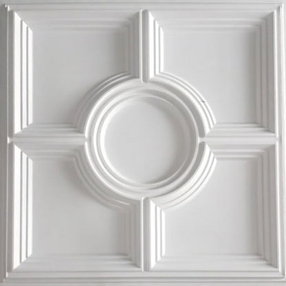 White Regal Medallion Design 3D PVC Ceiling Panel Front View