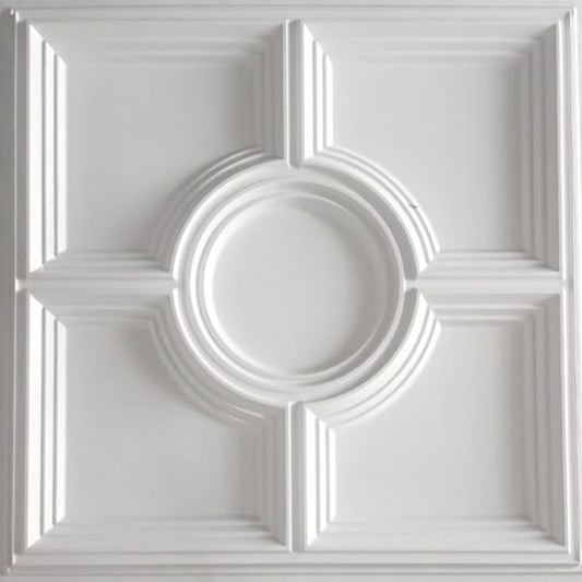 Modern PVC False Ceiling - 60x60 cm Medallion Design White