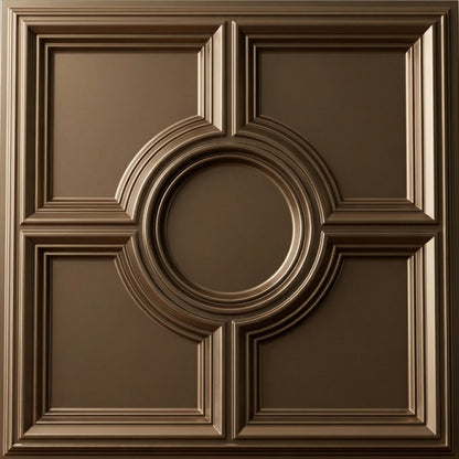 Metallic Coffee Regal Medallion Design 3D PVC Ceiling Panel Front View