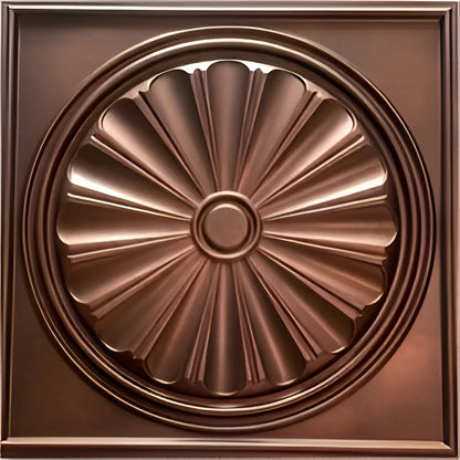 Red  Copper Sunburst Panel Design 3D PVC Ceiling Panel Front view