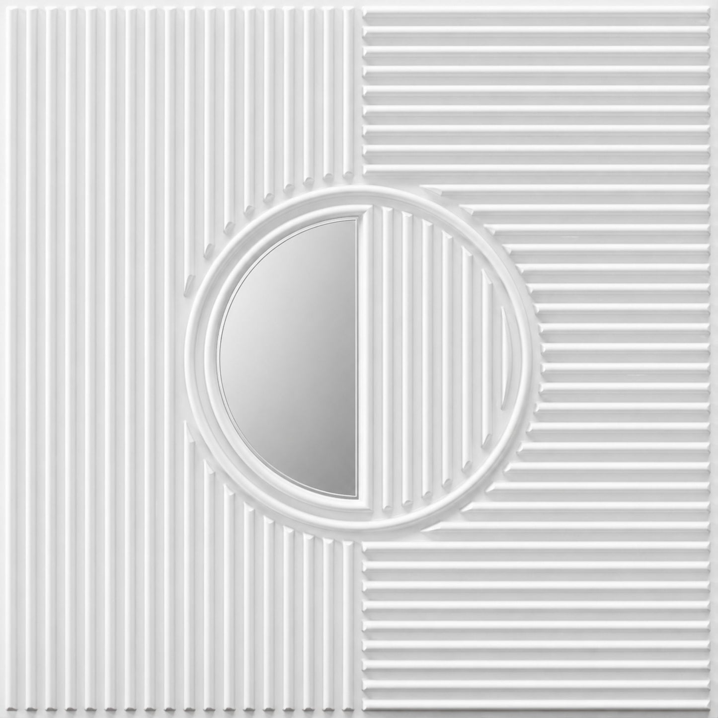 White - Silver Self Adhesive PVC wall Panels Fluted Circle Design
