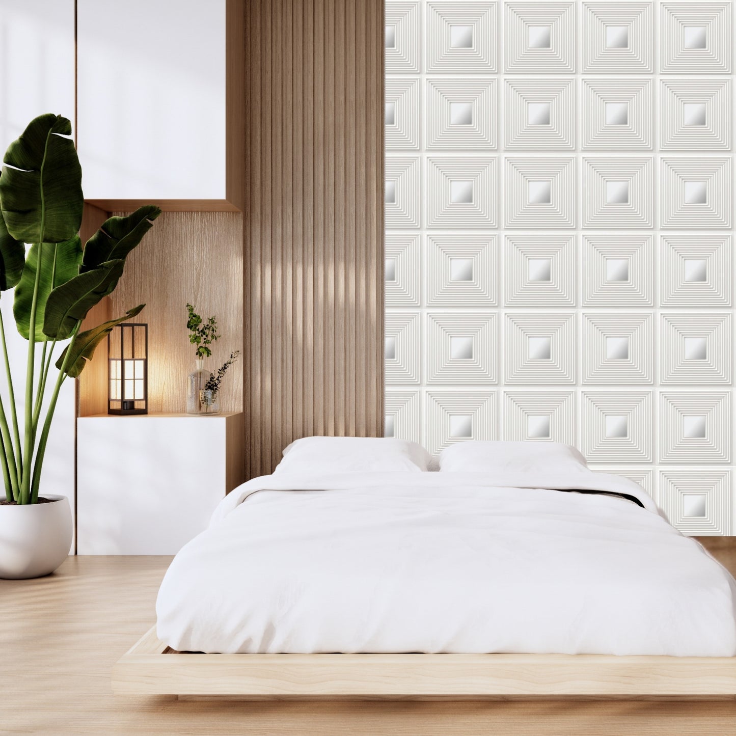 White - Silver Self Adhesive Panels Line Design
