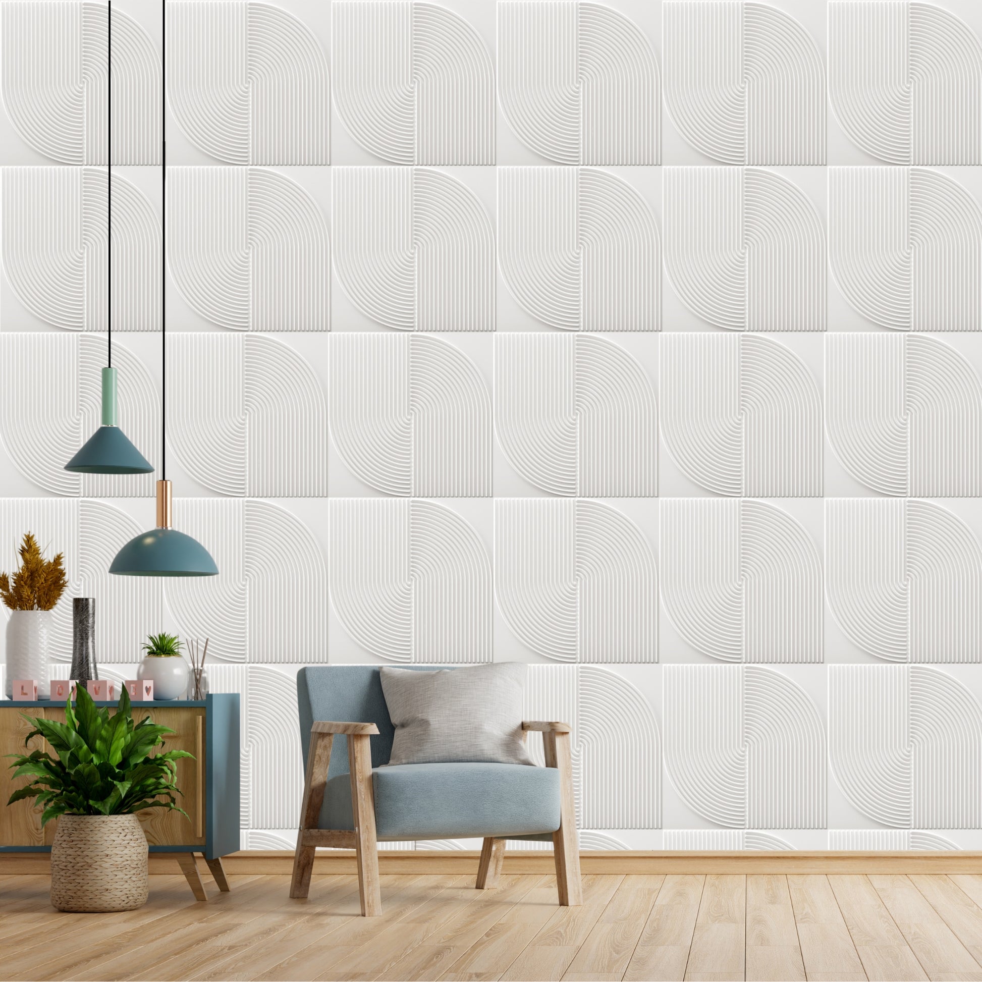 White Self Adhesive Panels Circle Design