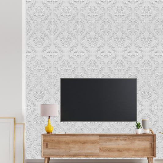 Classic White Self Adhesive Panels Damask Design
