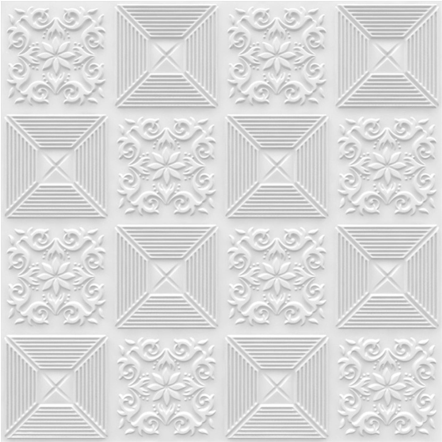 White Self Adhesive Wall Panels Flower Design