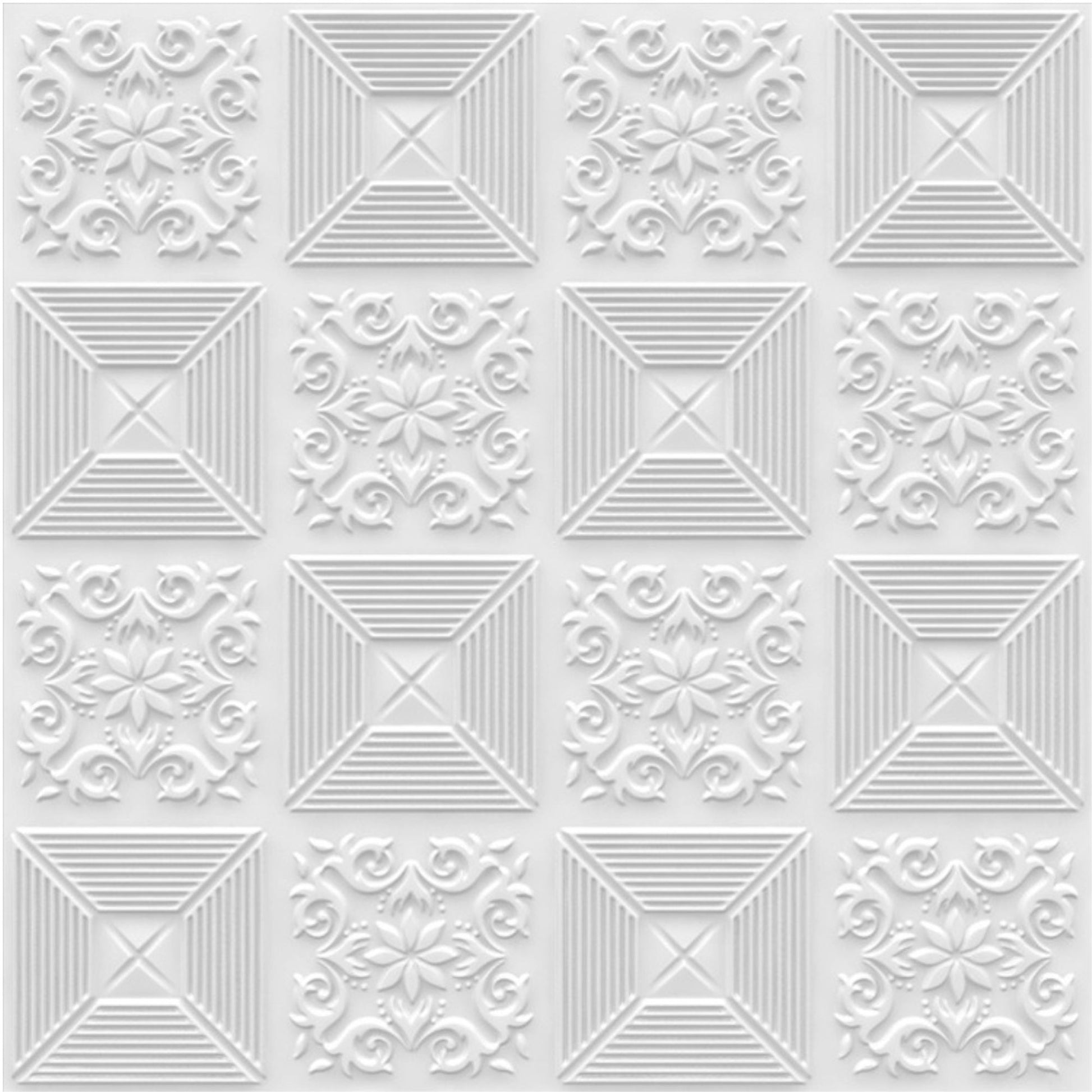 White Self Adhesive Wall Panels Flower Design