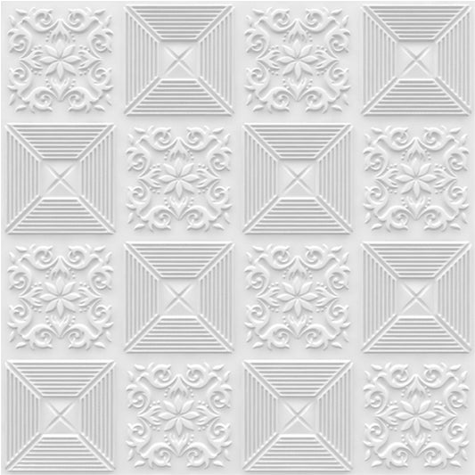 White Self Adhesive Wall Panels Flower Design