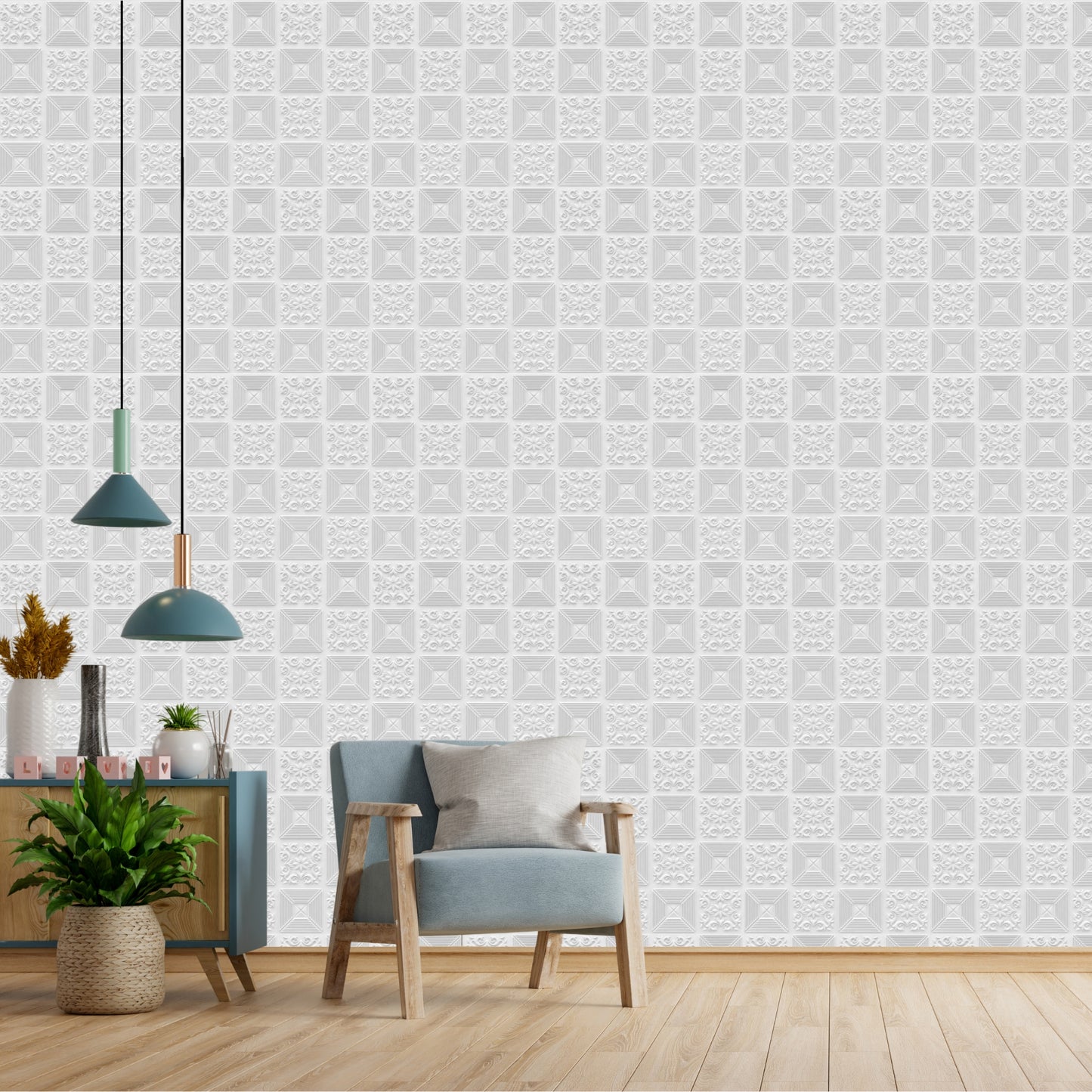 White Self Adhesive Wall Panels Flower Design