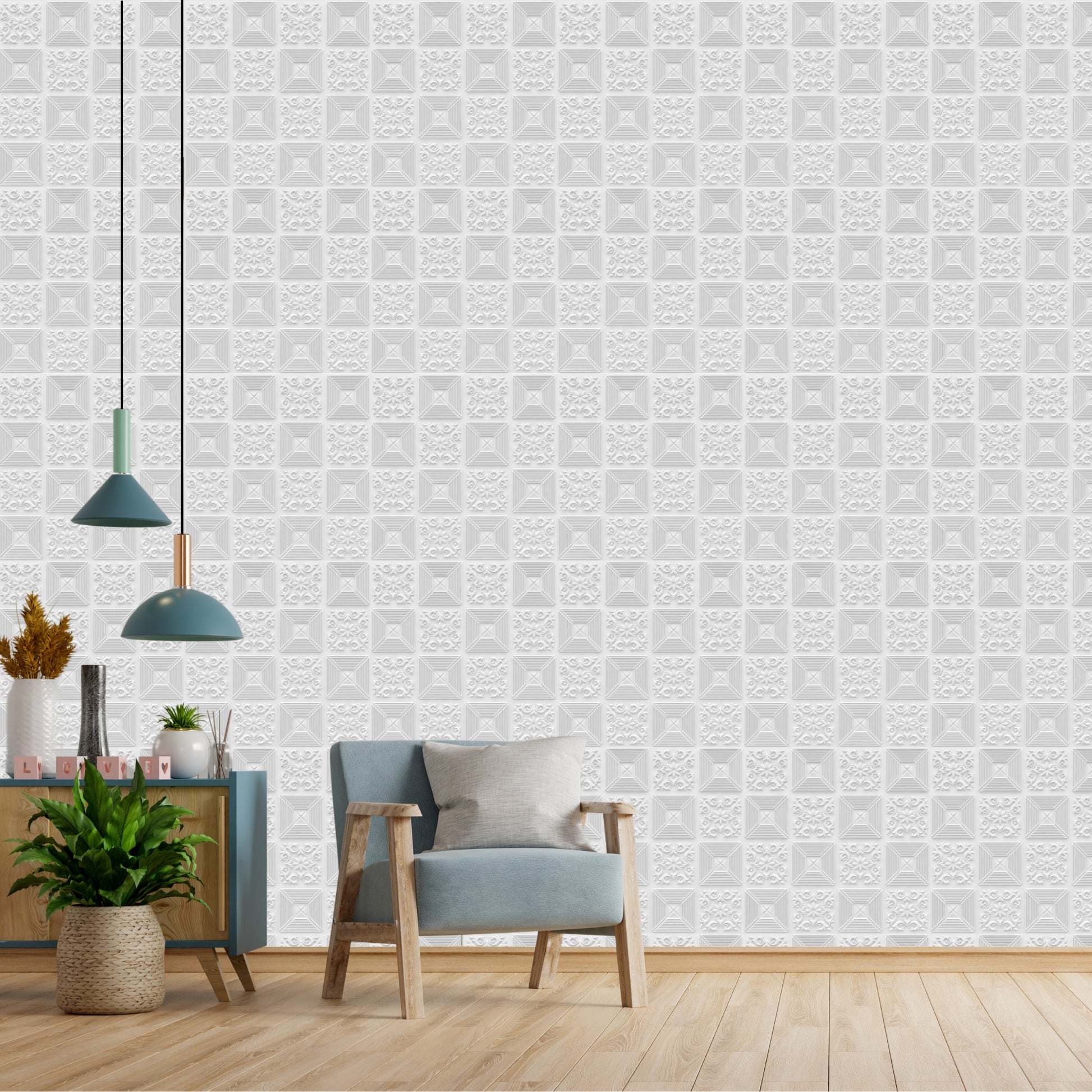 White Self Adhesive Wall Panels Flower Design