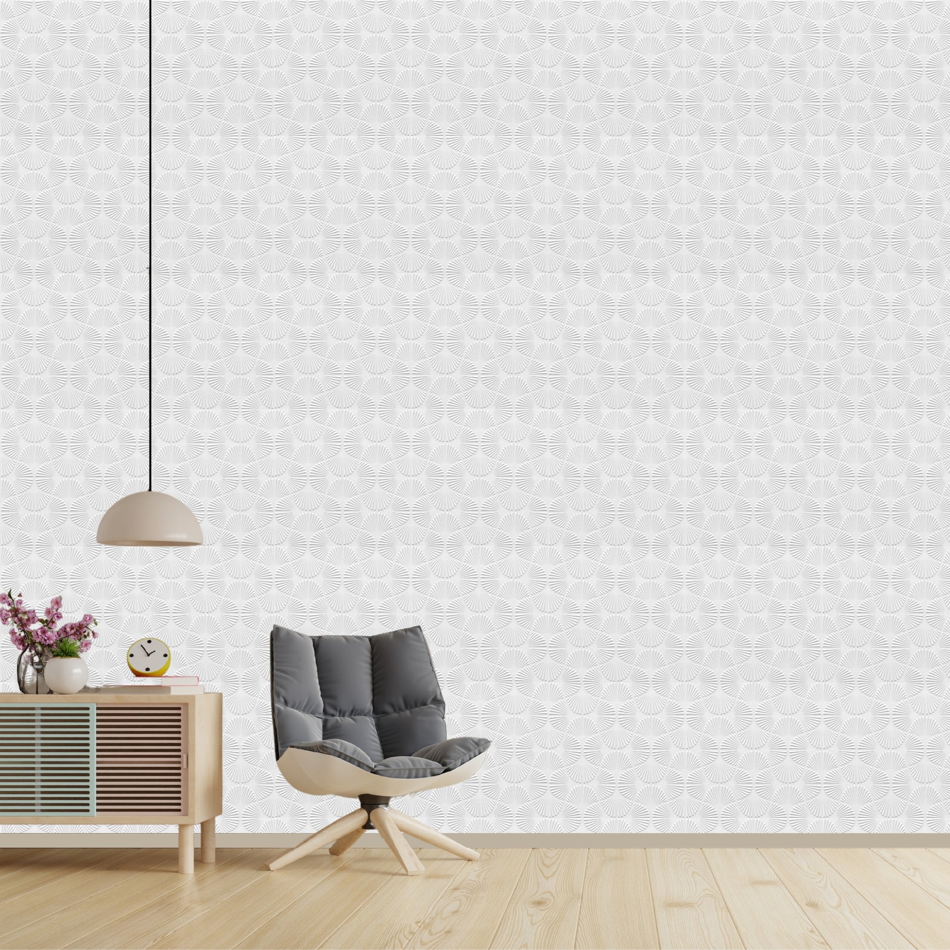 Classic White Self Adhesive Panels Hand Fan Design