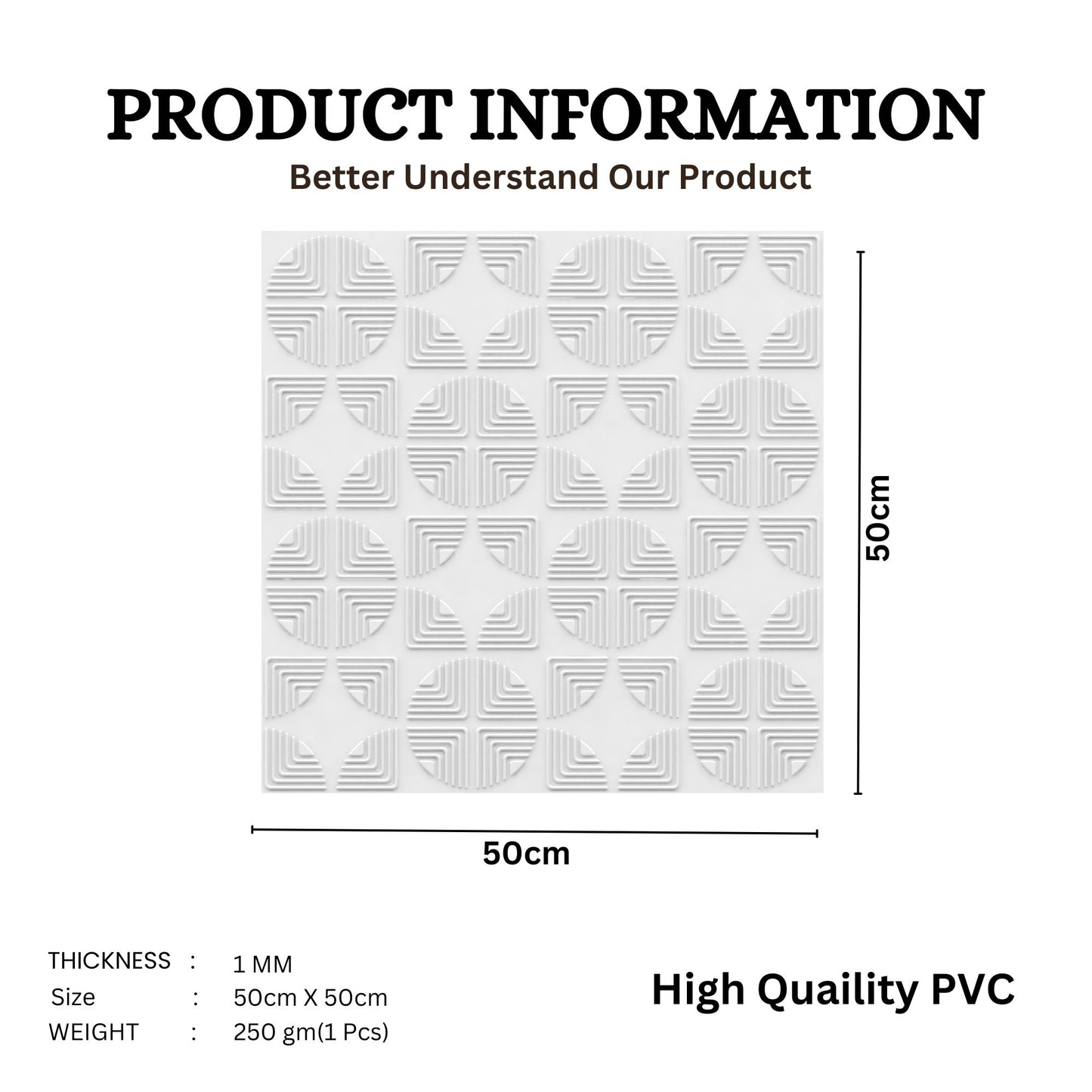 White Self Adhesive Panels Quarter Circle Design
