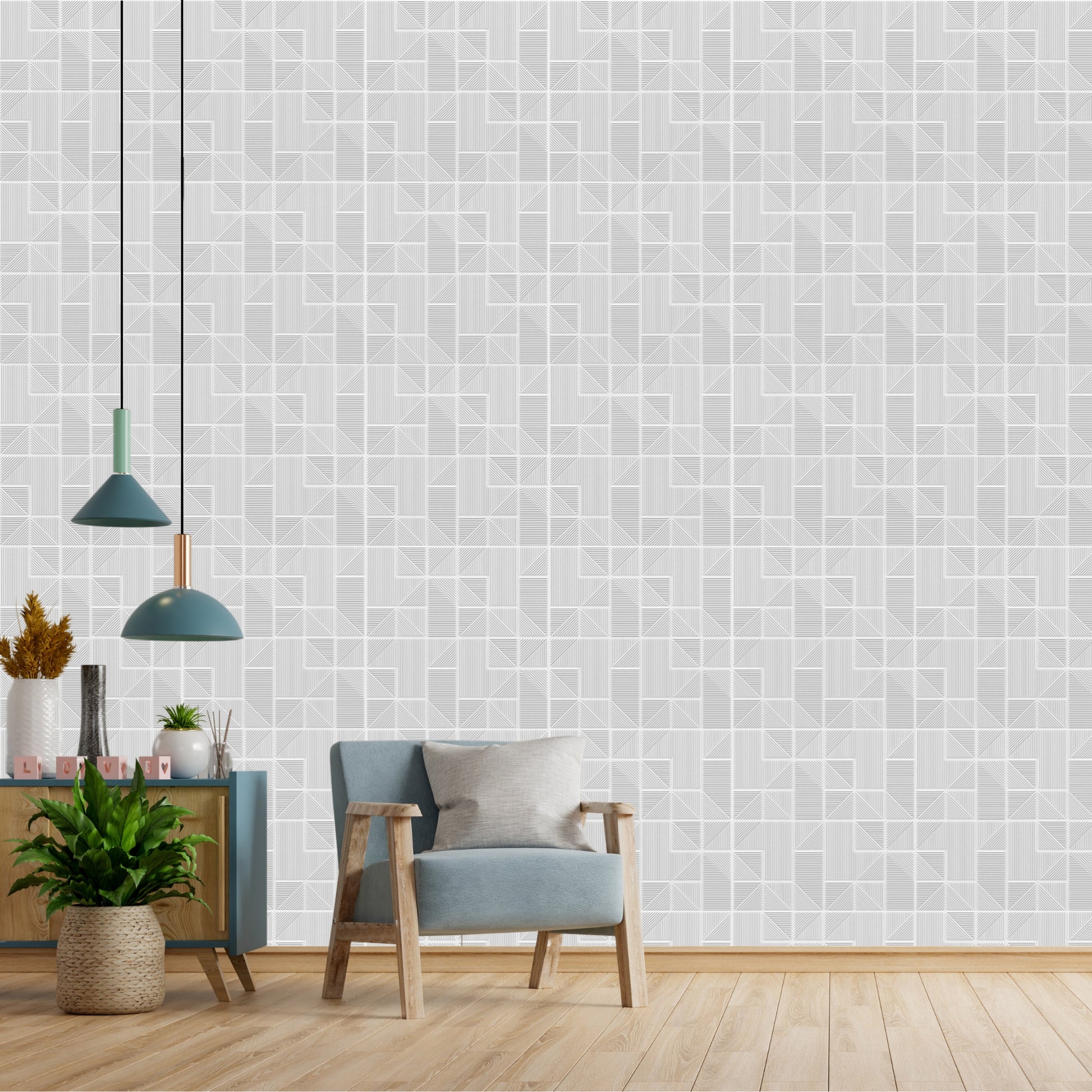White Self Adhesive Panels Stripe Design