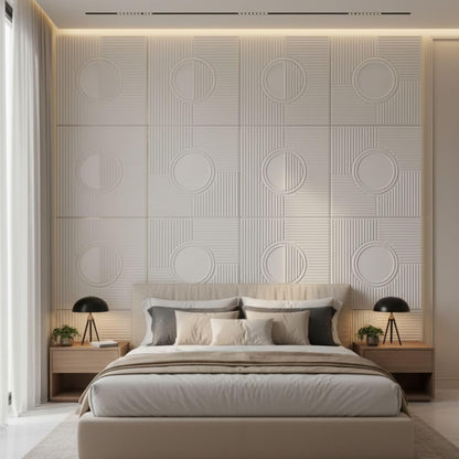 Matt White Fluted Circle Design 3D Wall Panel-1