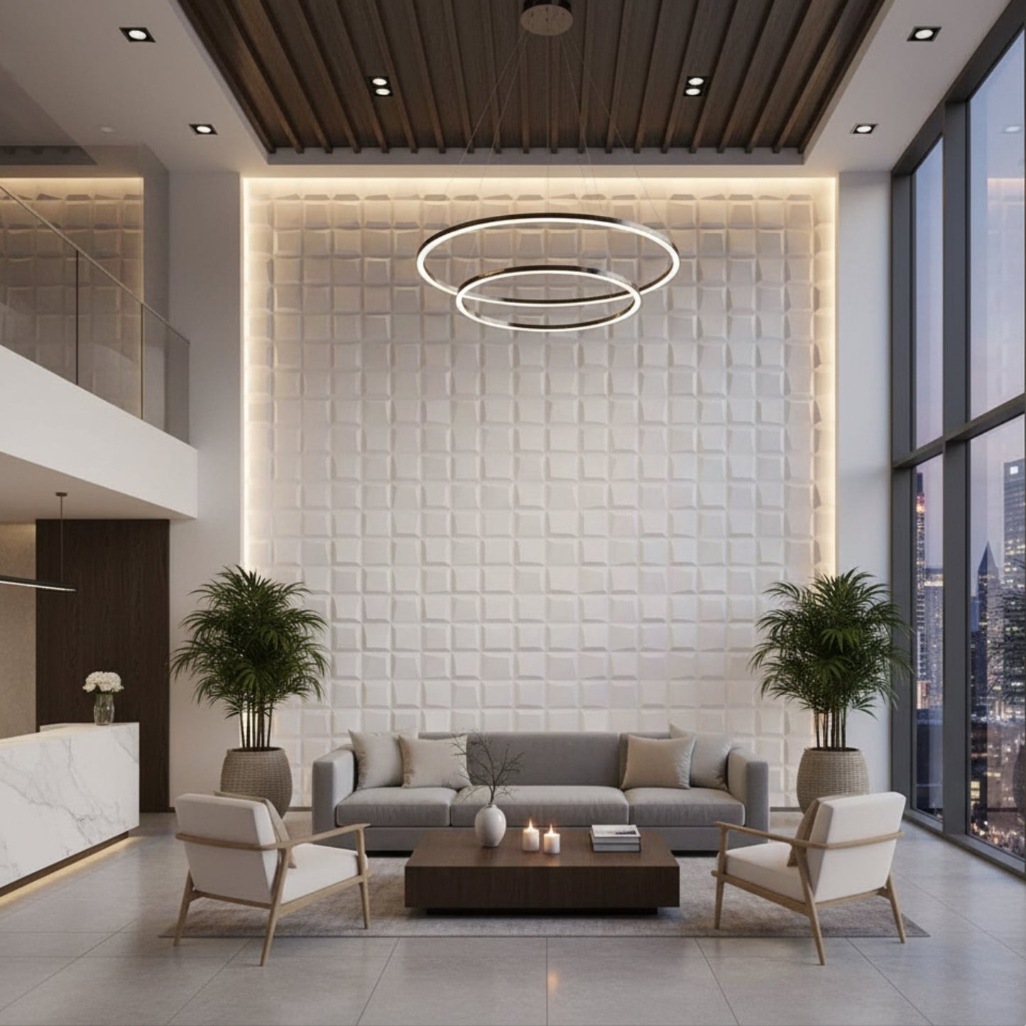 White Cubical Design 3D Wall Panels View-2