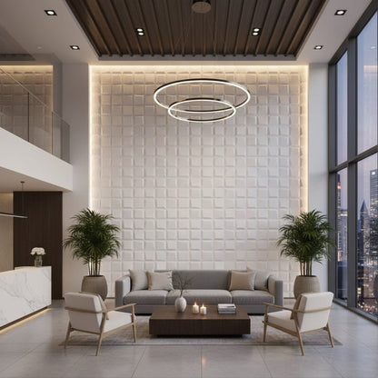 White Cubical Design 3D Wall Panels View-2
