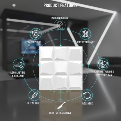 White Cubical Design 3D Wall Panels View-3