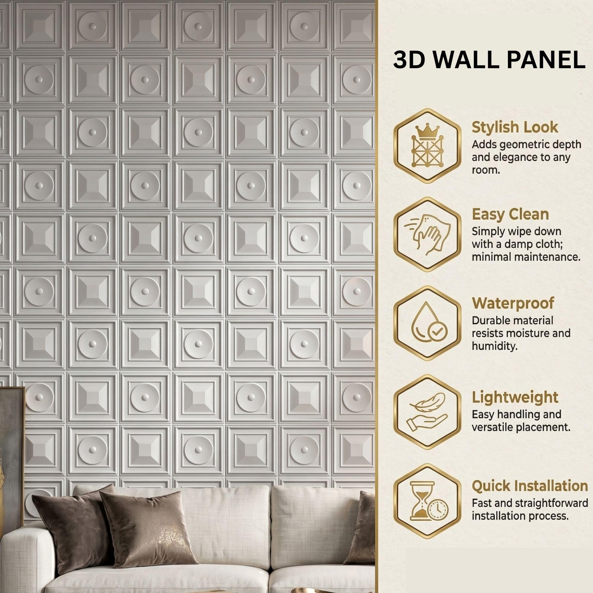 White 3D Wall Panels Dome Design
