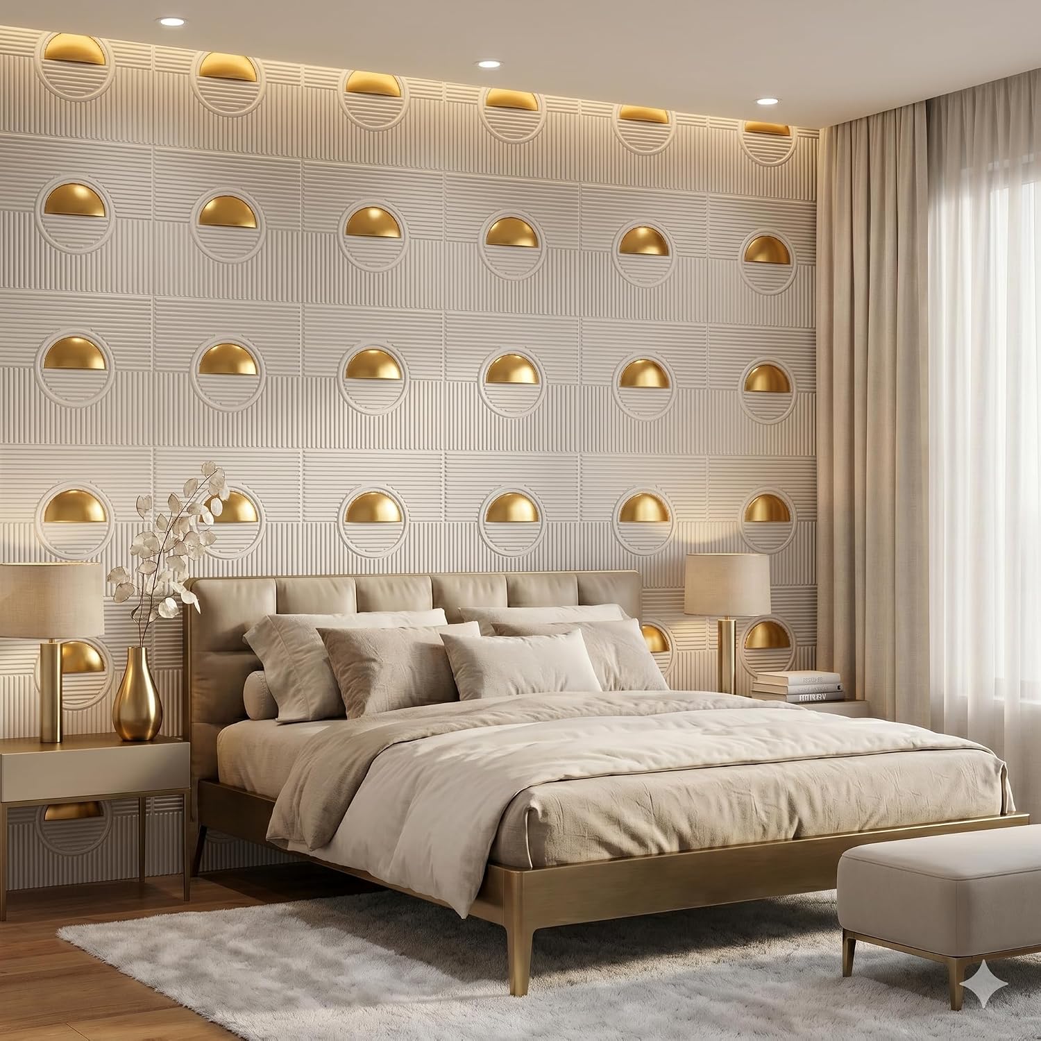 White 3D Wall Panels Fluted Circle Design
