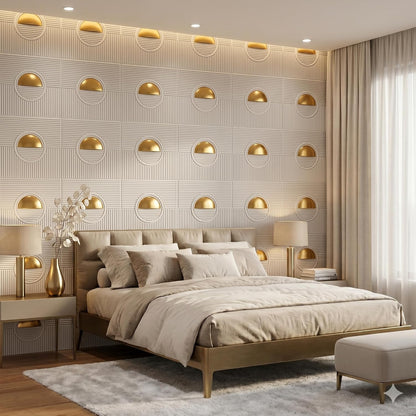 White 3D Wall Panels Fluted Circle Design
