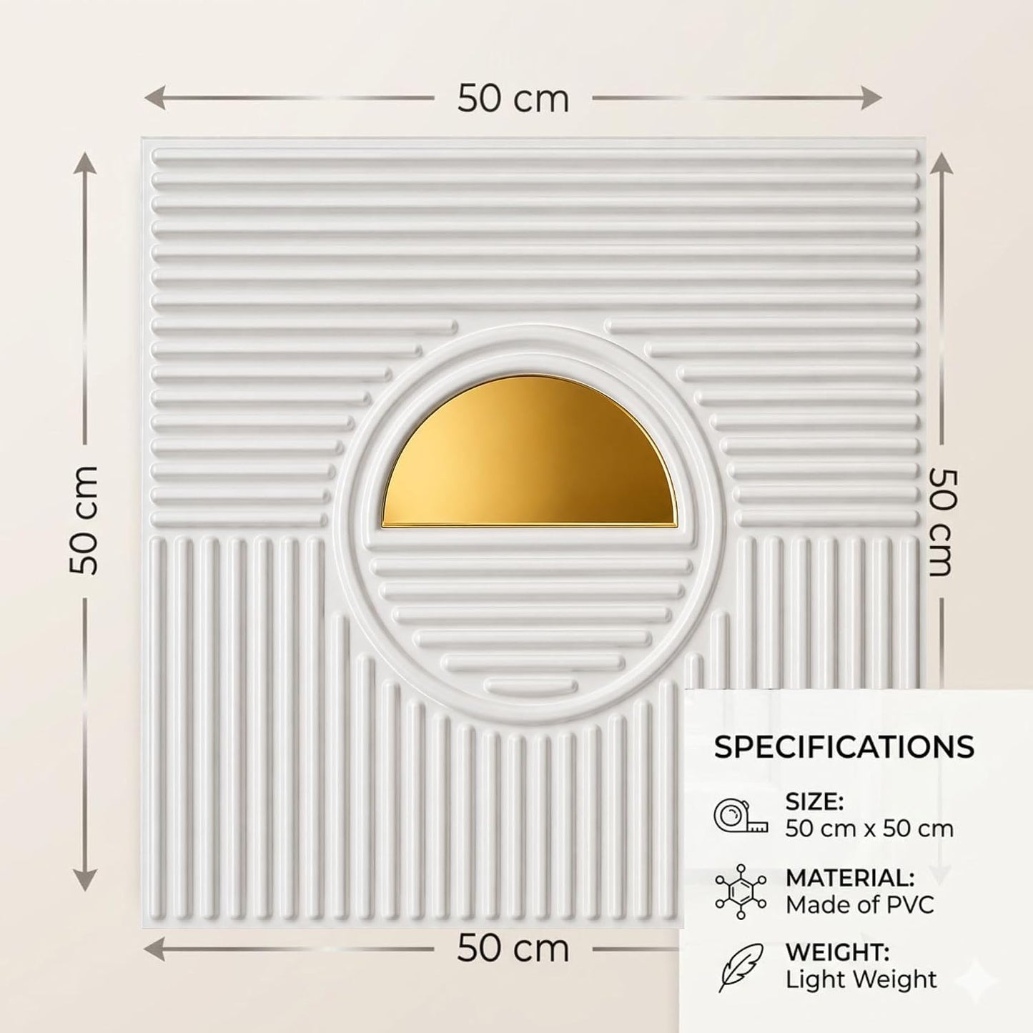 White 3D Wall Panels Fluted Circle Design
