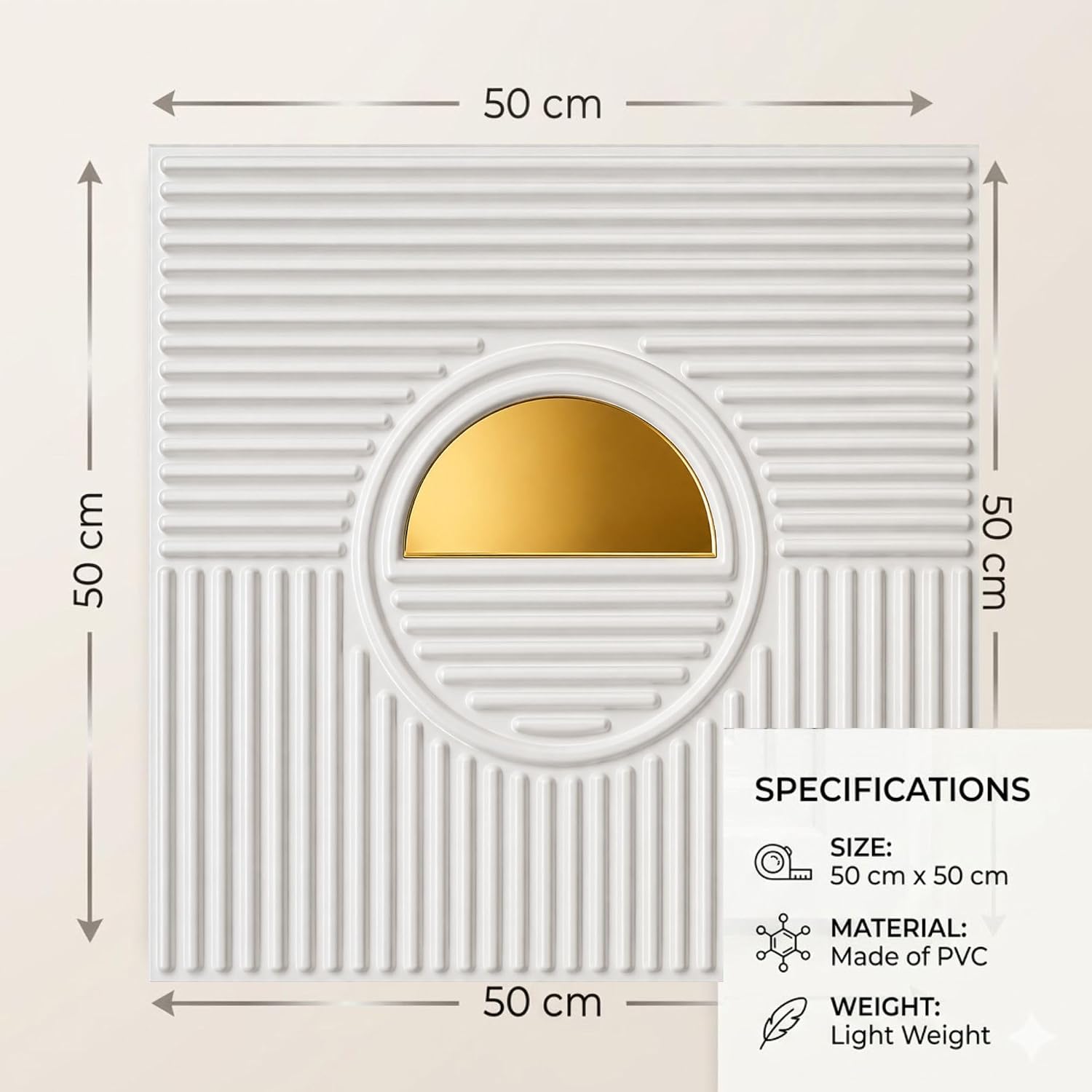 White 3D Wall Panels Fluted Circle Design
