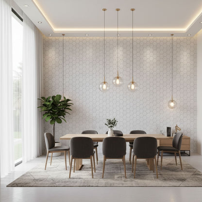 White 3D Wall Panels Hexagon Design-td038