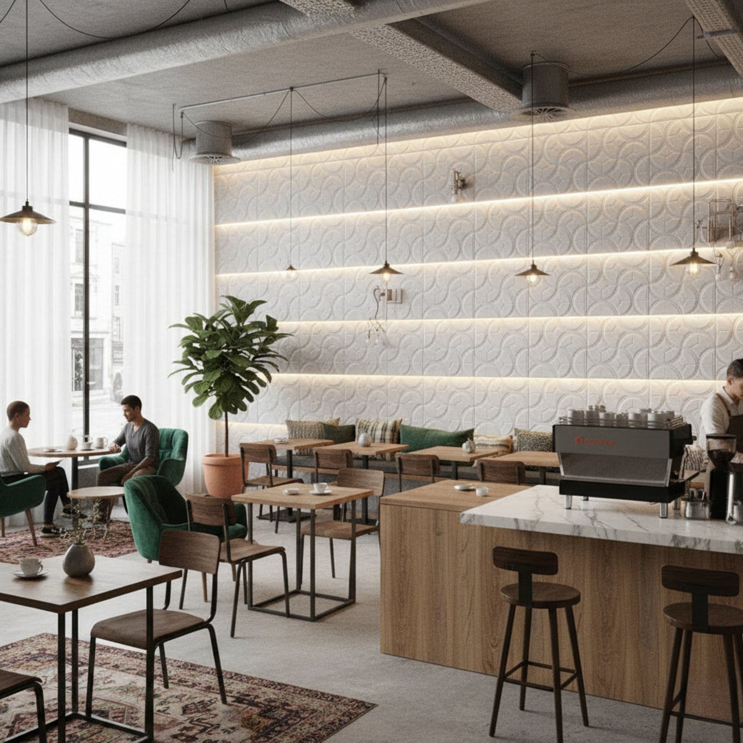 White 3D Wall Panels Luna Design