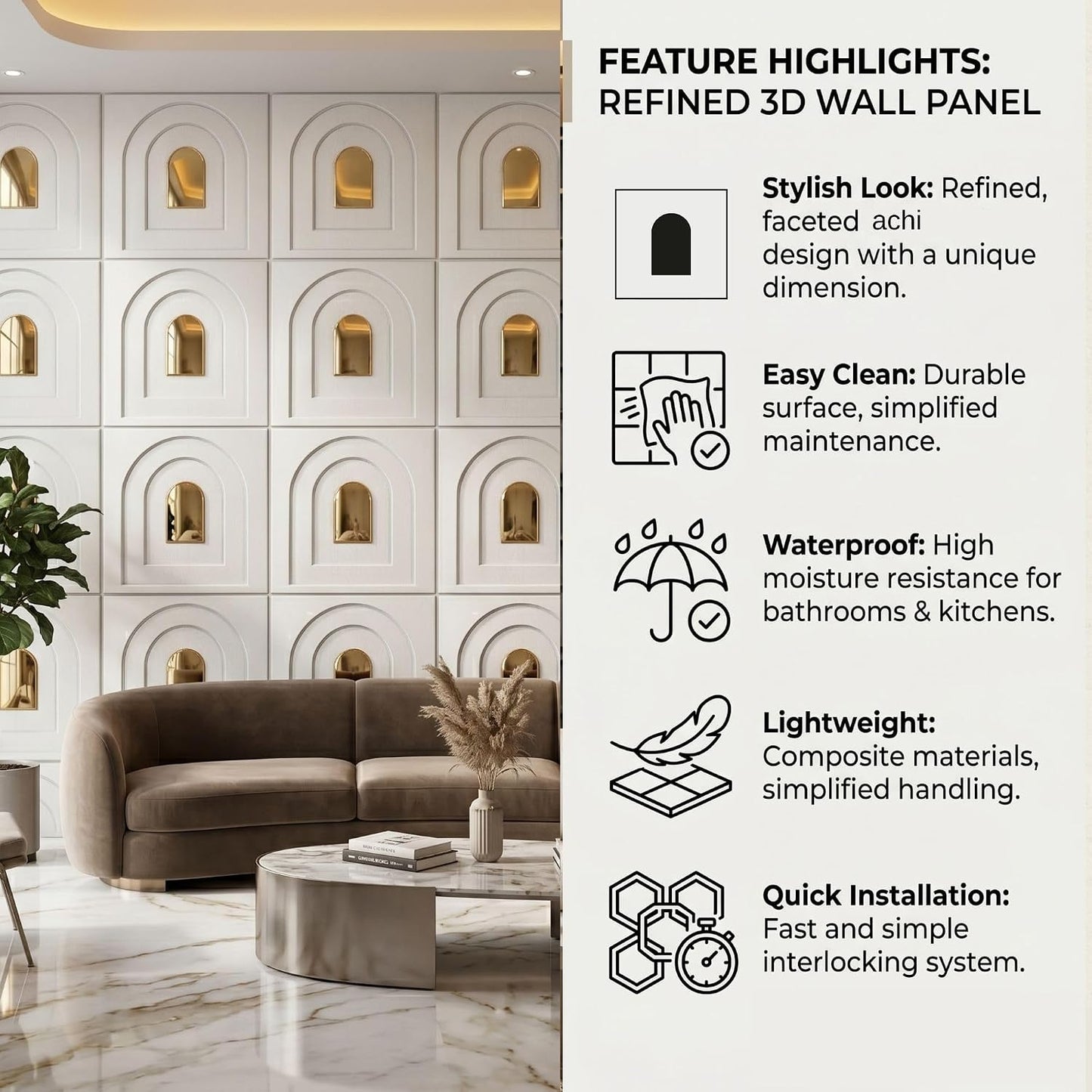 White 3D Wall Panels MR Archi Design
