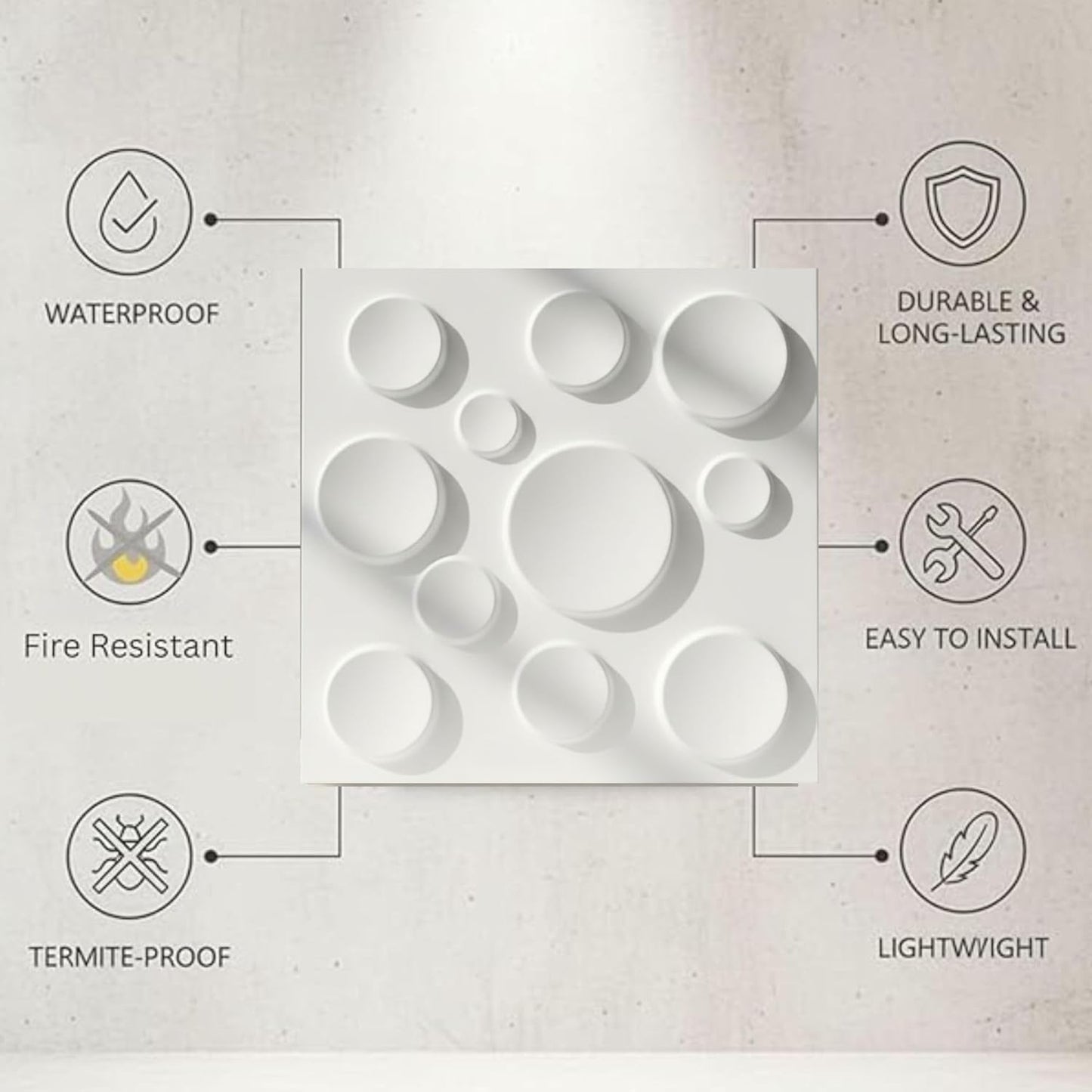 3D Wall Panels - Moon Design 50X50 cm