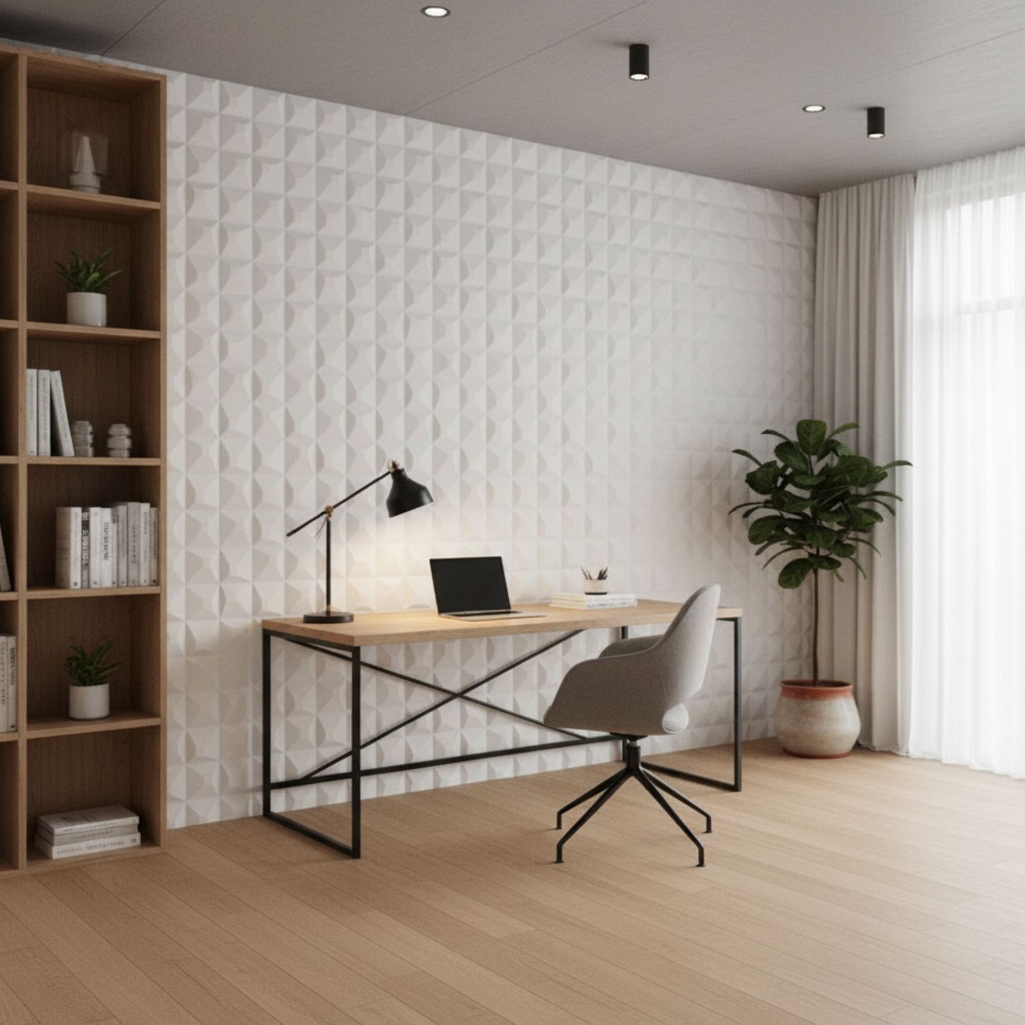 White 3D Wall Panels Pixel Design