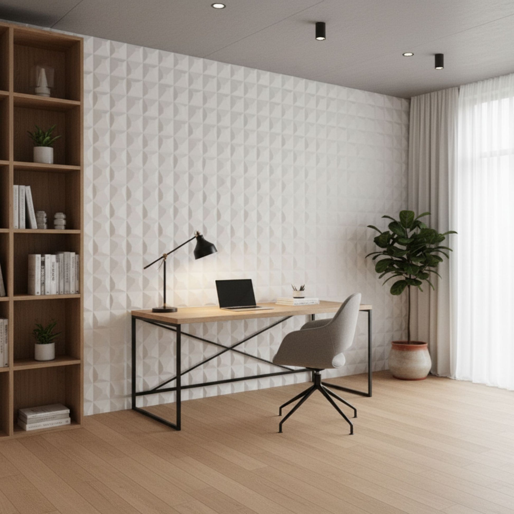 White 3D Wall Panels Pixel Design