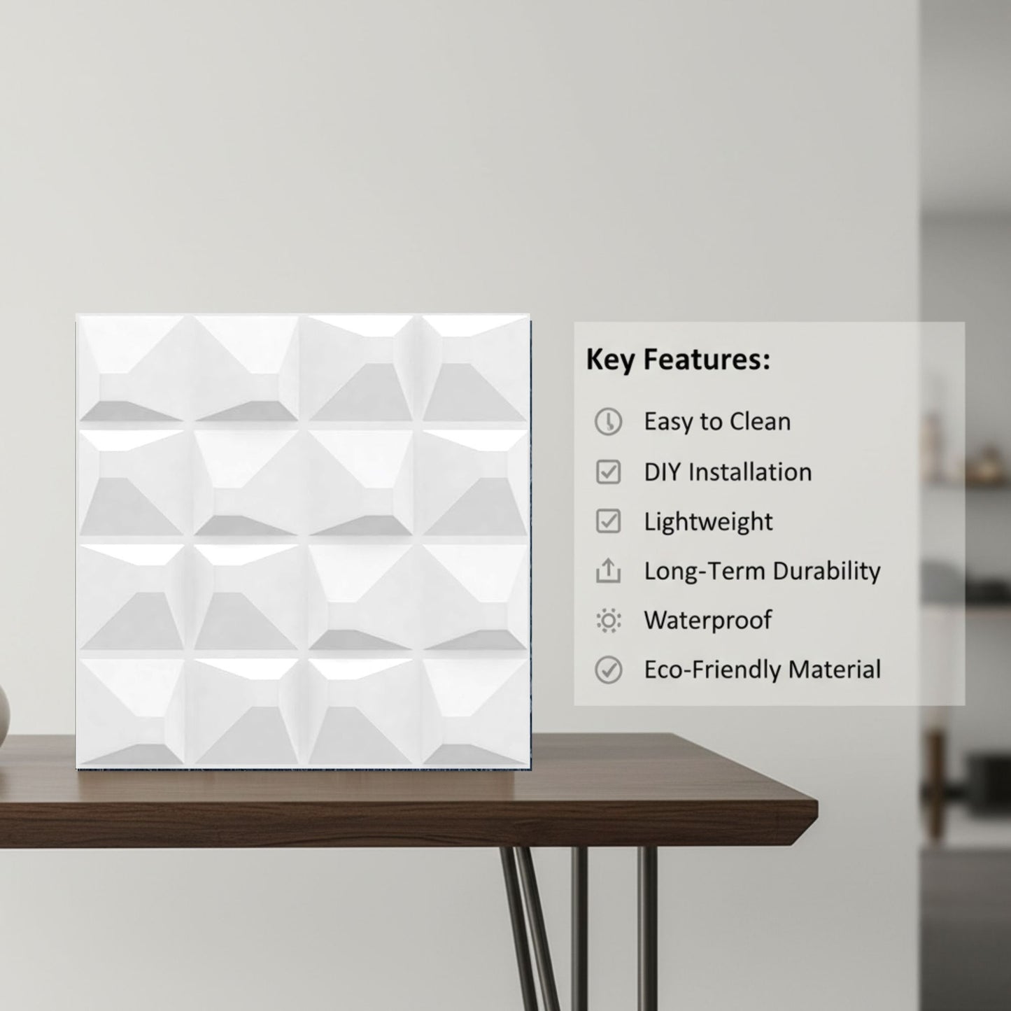 White 3D Wall Panels Pixel Design