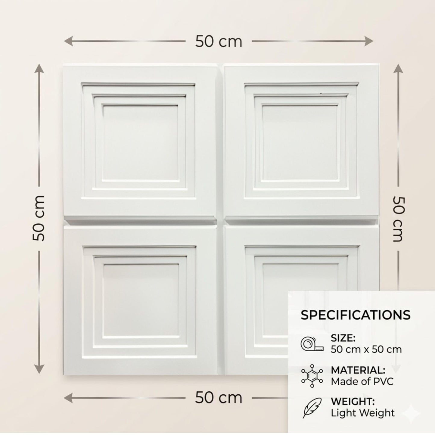 White 3D Wall Panels Square Box Design
