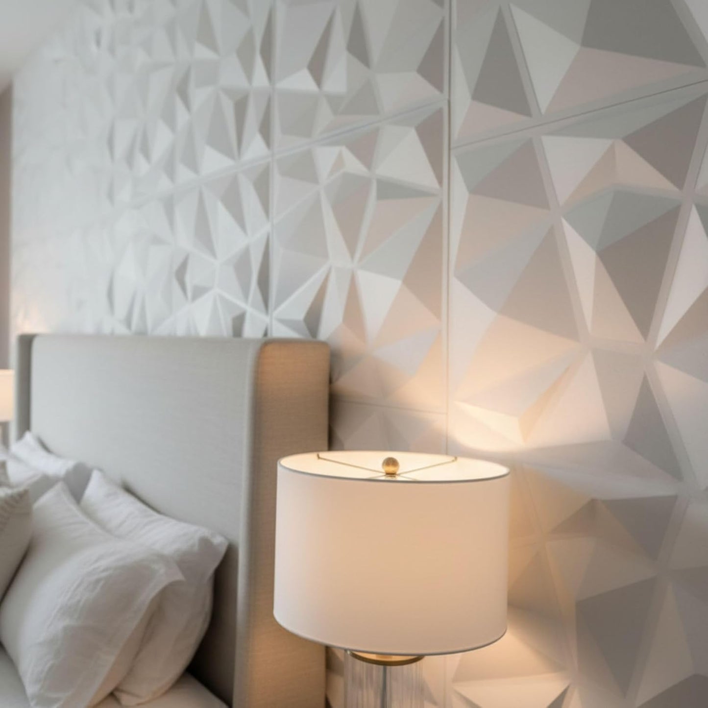 Matt White 3D Wall Panels Stone Design
