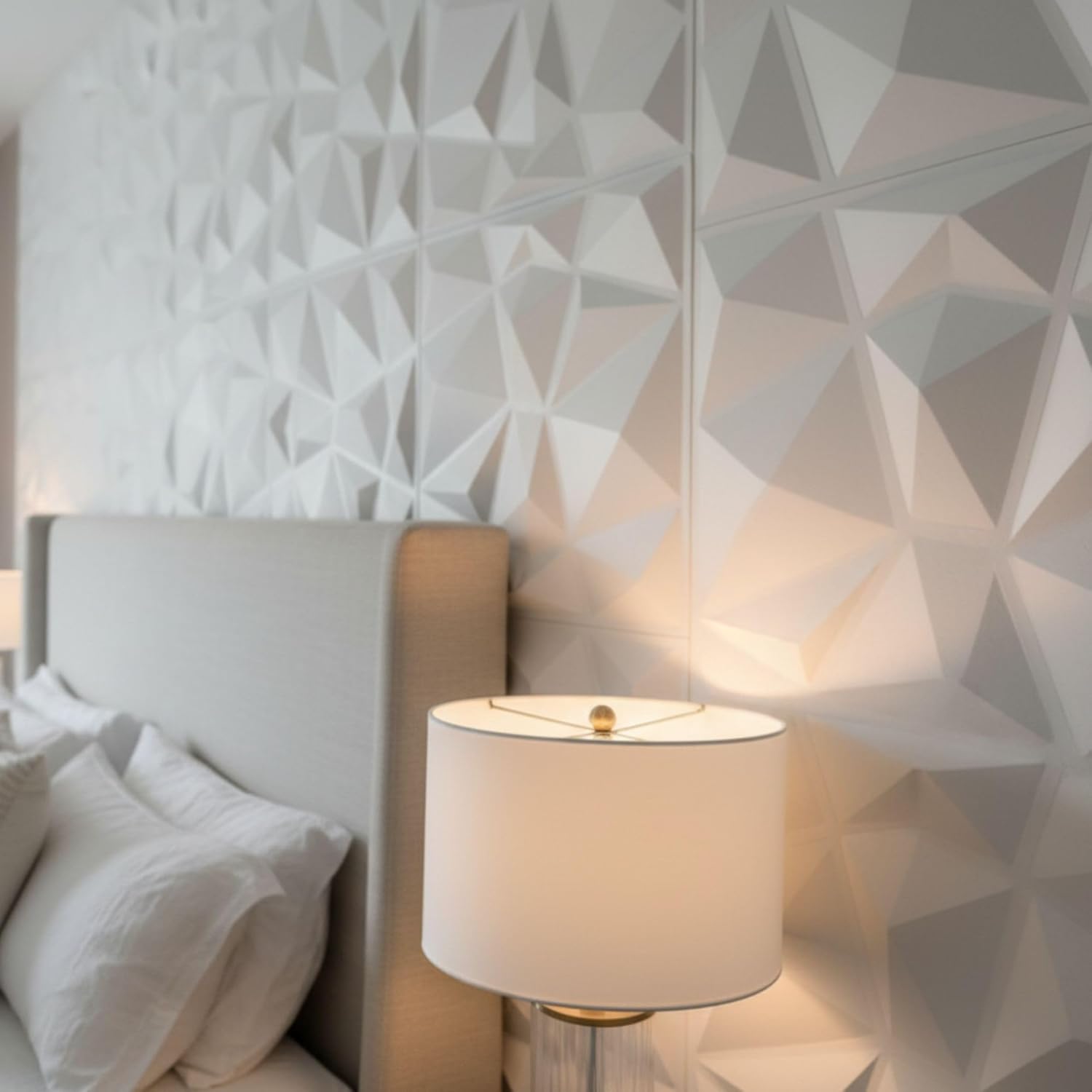 Matt White 3D Wall Panels Stone Design