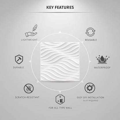 White 3D Wall Panels Swirl Design