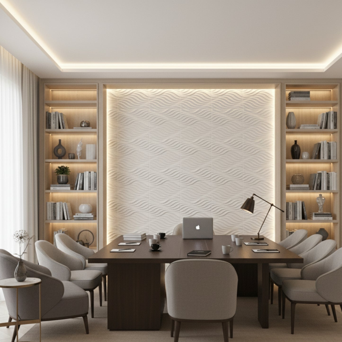 White 3D Wall Panels Swirl Design