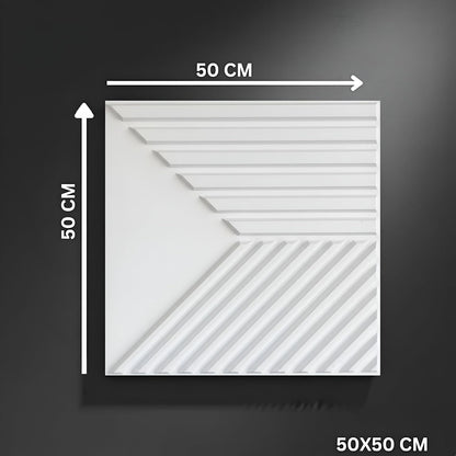White 3D Wall Panels Triple Stripe Design
