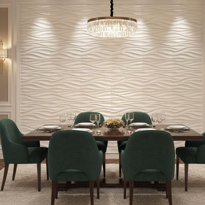White 3D Wall Panels Wave Design
