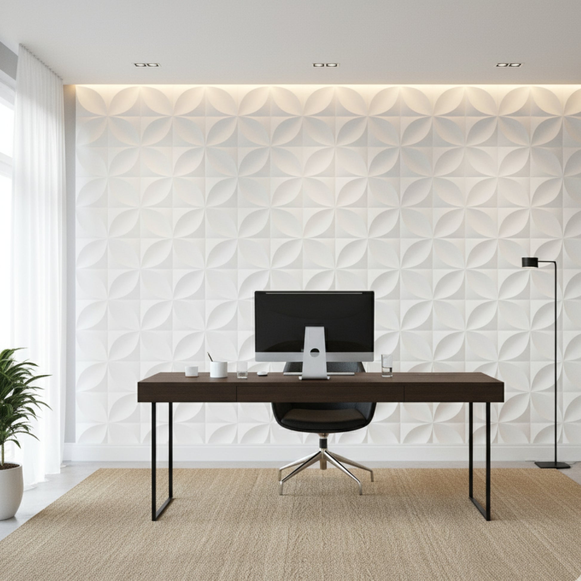 White Butterfly Design 3D Wall Panel Front View