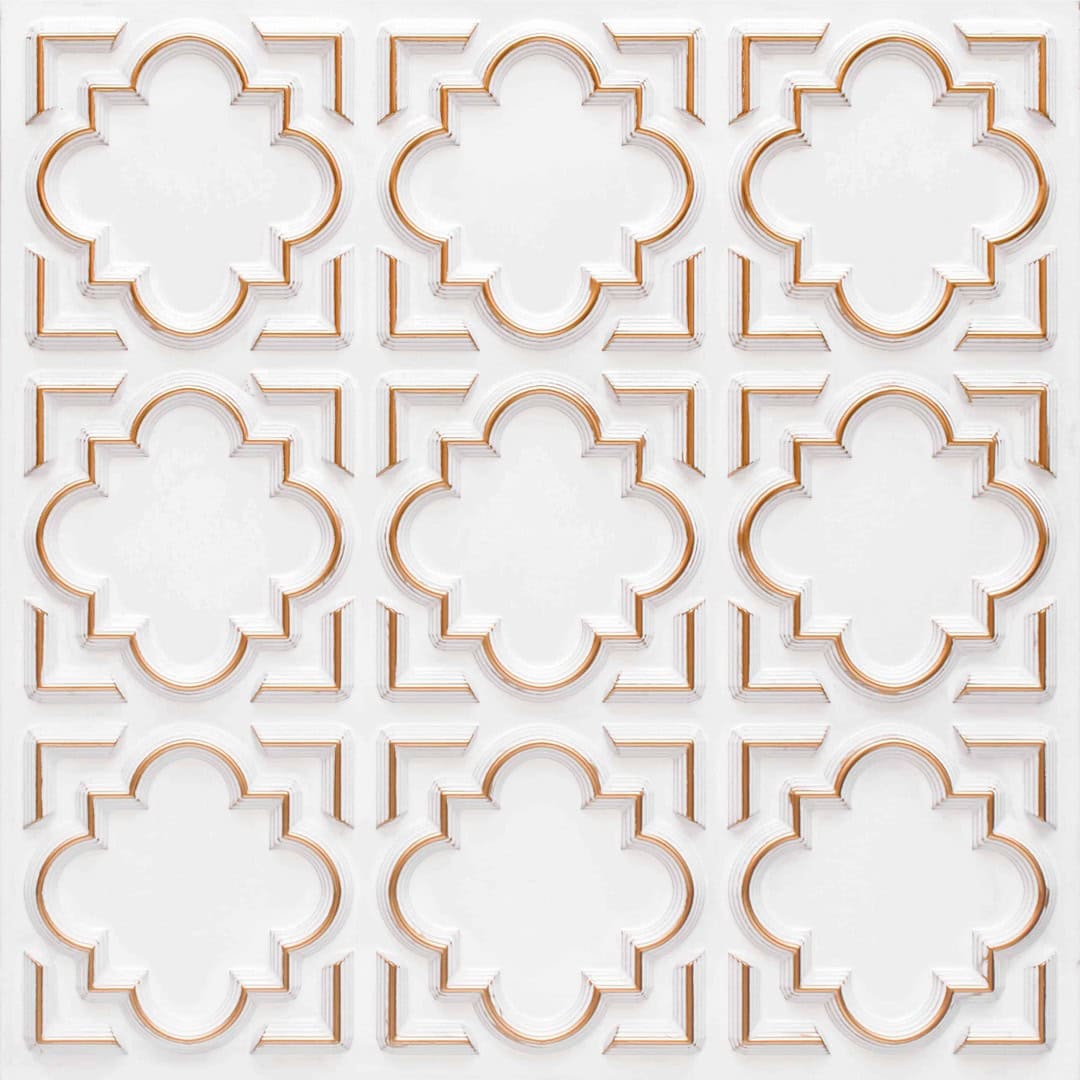 White Color Quatrefoil Design 3D Ceiling Panel