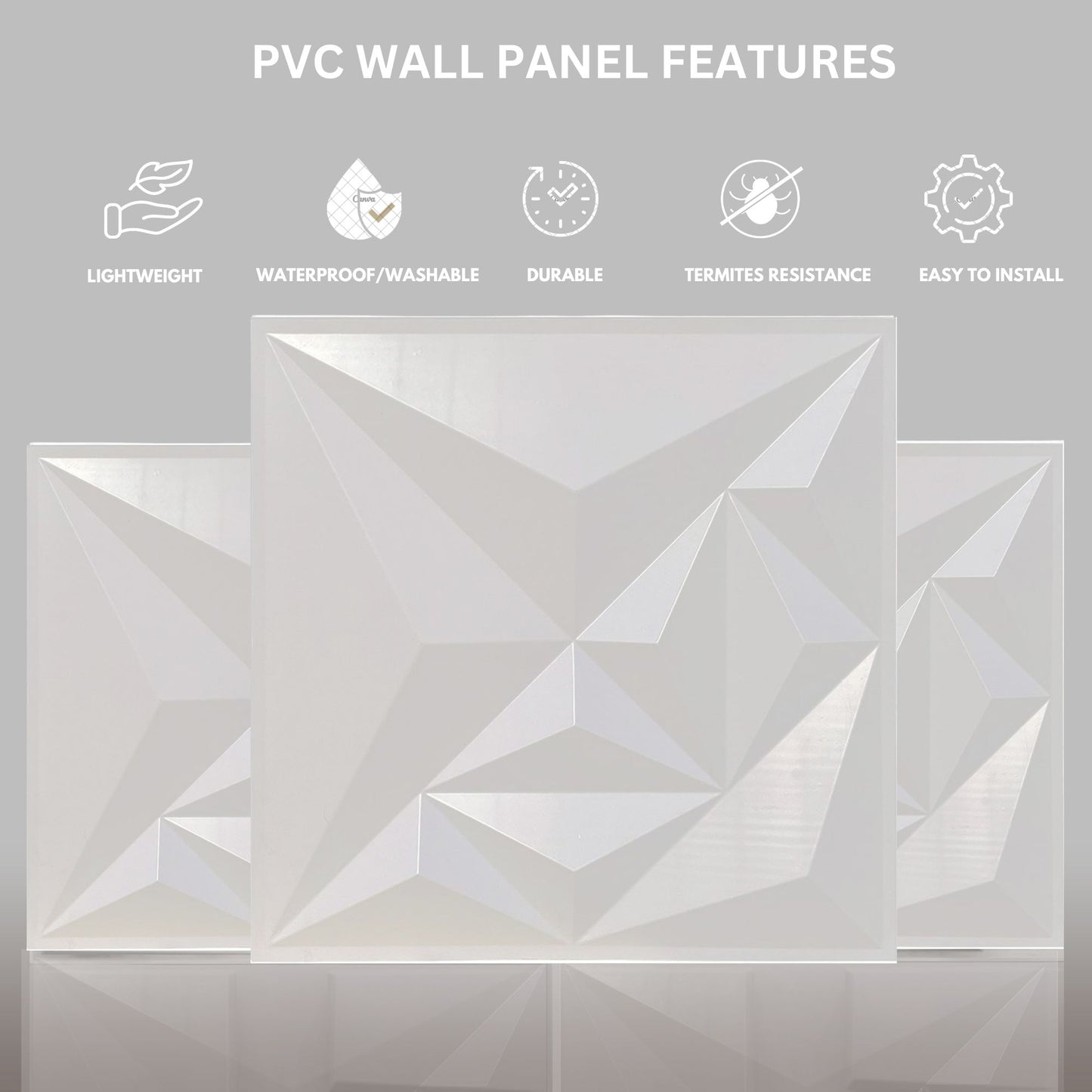 White Diamond Design 3D Wall Panel-4