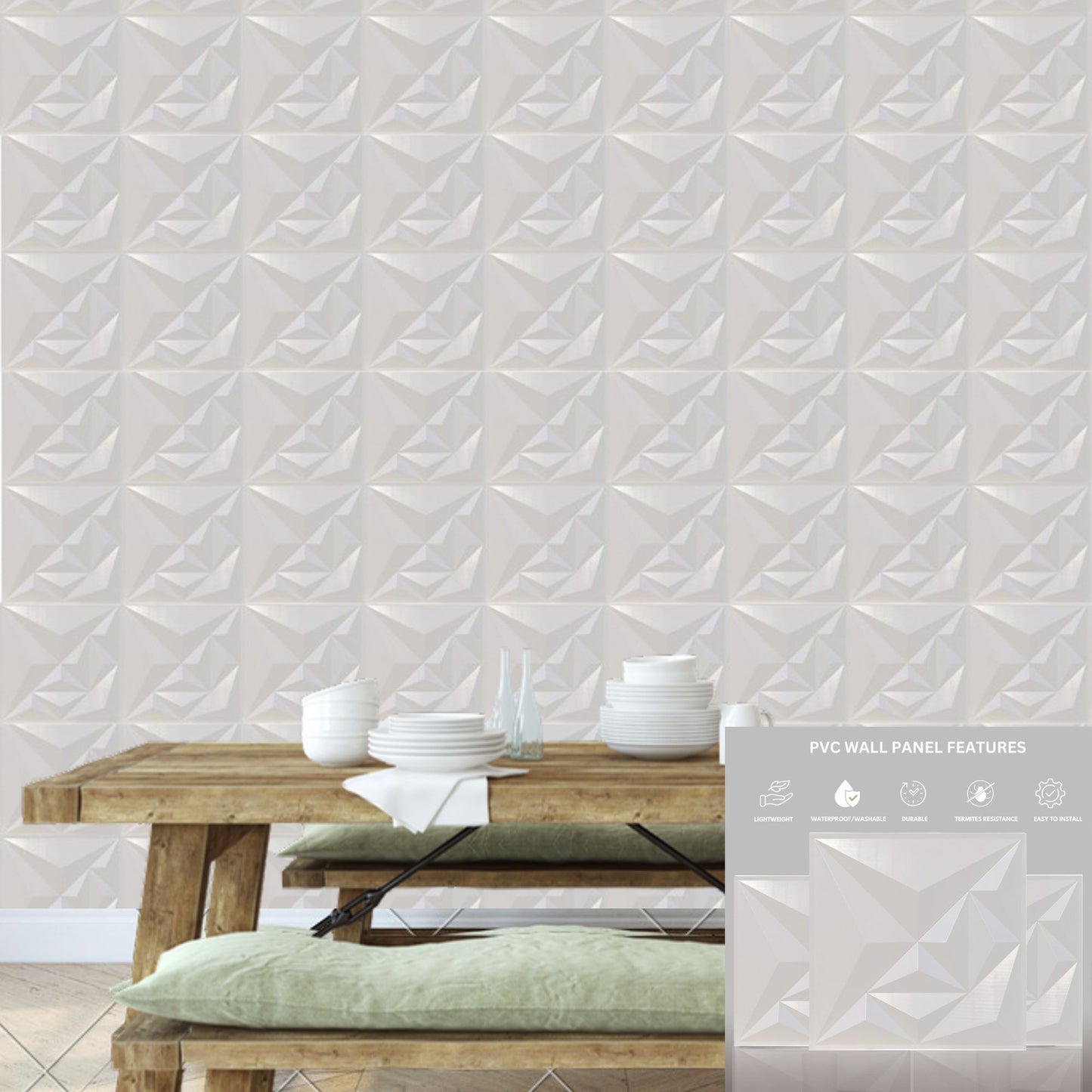 White Diamond Design 3D Wall Panel-3