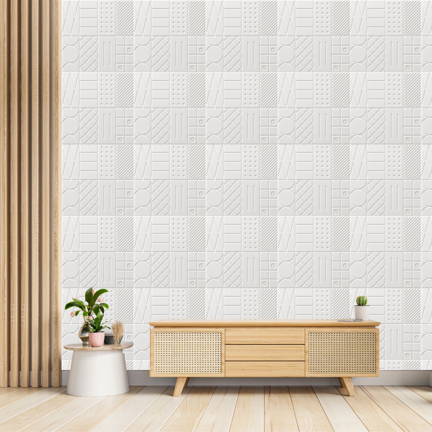 White Self Adhesive Panels Square Design